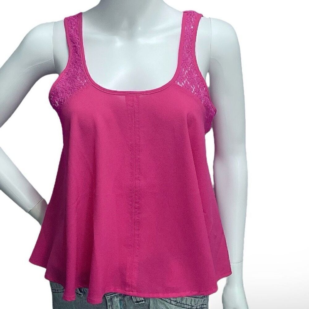 Eyeshadow Fuschia Pink Crop Swing Tank Polyester Crochet Sz M